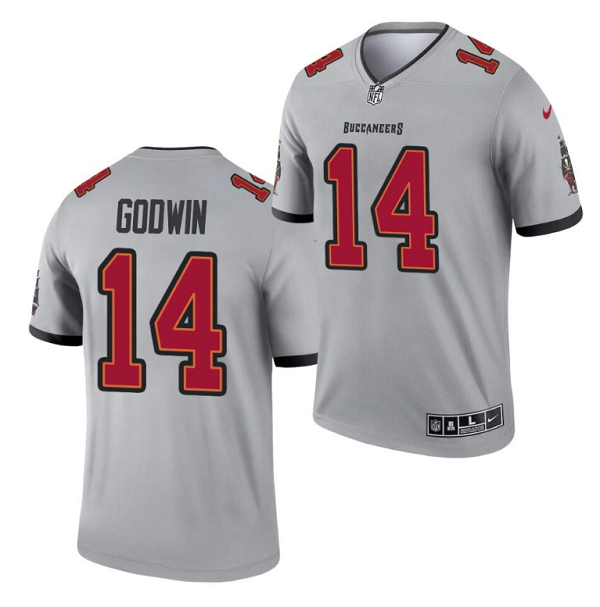 Men's Tampa Bay Buccaneers #14 Chris Godwin 2021 Gray Inverted Legend Stitched Jersey Men's Tampa Bay Buccaneers #14 Chris Godwin 2021 Gray Inverted Legend Stitched Jersey